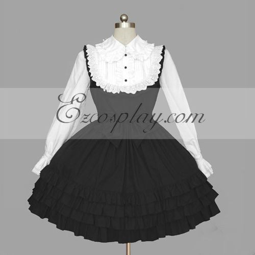 ITL Manufacturing Black-White Gothic Lolita Dress -LTFS0117