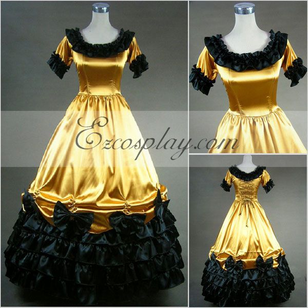 ITL Manufacturing Yellow Short Sleeve Gothic Lolita Dress-LTFS0011