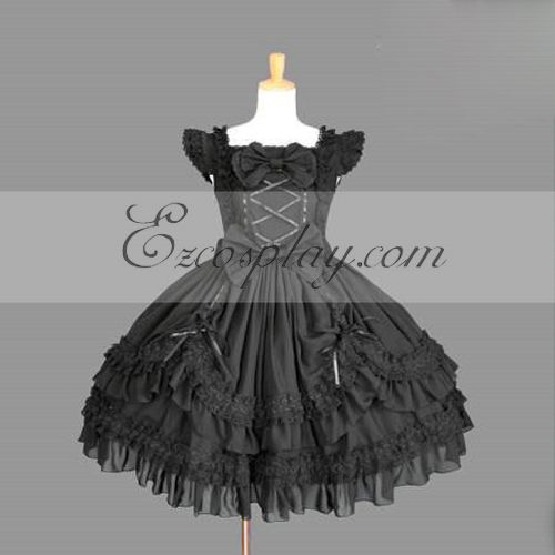 ITL Manufacturing Black Gothic Lolita Dress -LTFS0129