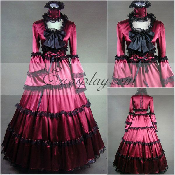 ITL Manufacturing Red Long Sleeve Gothic Lolita Dress-LTFS0016
