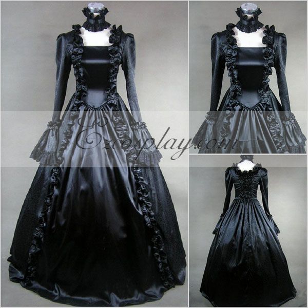 ITL Manufacturing Black Long Sleeve Gothic Lolita Dress-LTFS0020