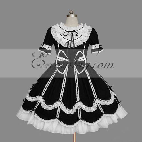 ITL Manufacturing Black-White Gothic Lolita Dress -LTFS0084
