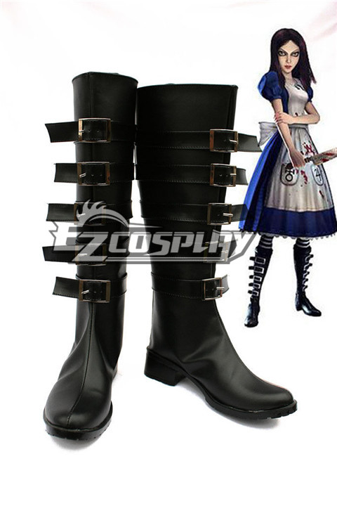 ITL Manufacturing Alice Madness Returns Cosplay Black Boots Shoes
