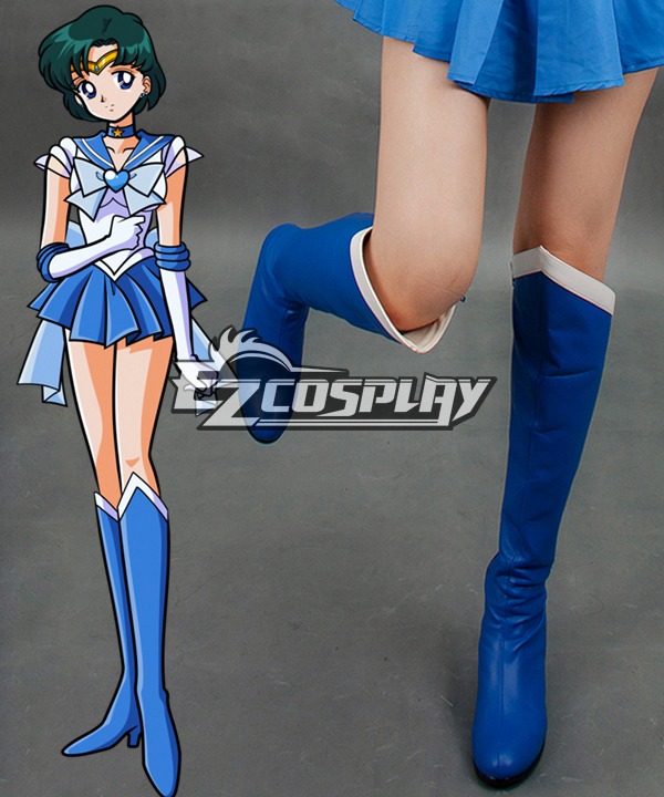 ITL Manufacturing Sailor Moon Mizuno Ami Sailor Mercury Bule Cosplay Boots