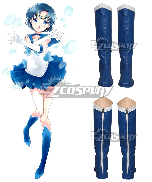 ITL Manufacturing Sailor Moon Mizuno Ami Sailor Mercury Blue Cosplay Boots