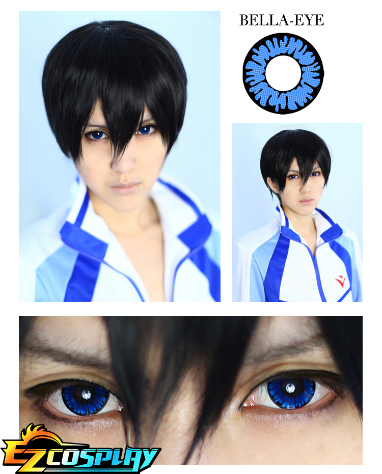 ITL Manufacturing Bella Eye Coscon Broken Jade Free! Iwatobi High School Haruka Nanase Blue Cosplay Contact Lense