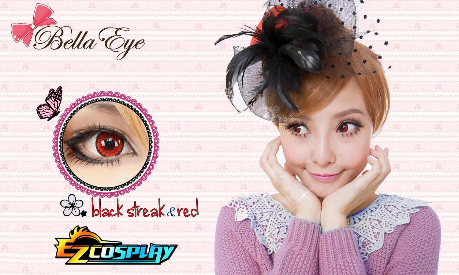 ITL Manufacturing Bella Eye Coscon Black Streck Red 2 Cosplay Contact Lense