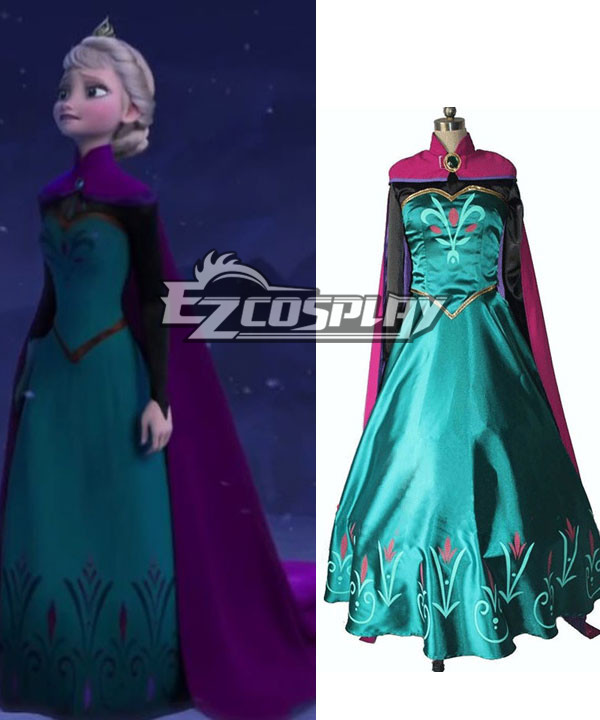 ITL Manufacturing Frozen Snow Queen Elsa Outfit Disney Coronation Dress Cosplay Costume-Standard Ver.