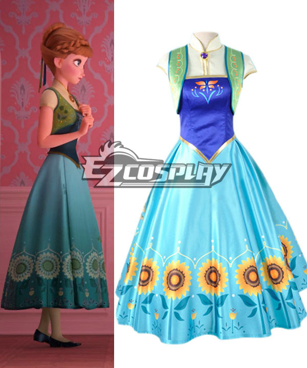 ITL Manufacturing Disney Frozen Fever New Short Anna Dress Cosplay Costume