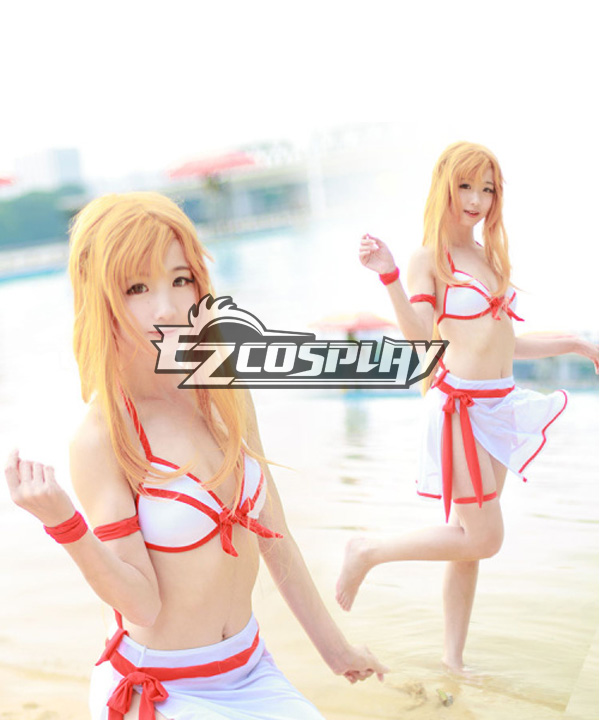 ITL Manufacturing Sword Art Online SAO Asuna Red and White Swimsuit Cosplay Costume