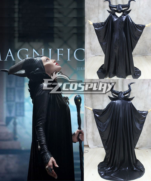 ITL Manufacturing Maleficent Disney Movie Black Witch Angelina Jolie Cosplay Costume+Horns Headpiece-Standard Ver.