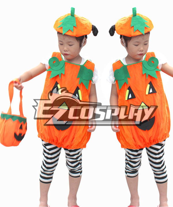 ITL Manufacturing Lovely Pumpkin Kid Costumes Halloween Party Suit Pumpkin Hat + Loose Pumpkin Clothing + Handbag