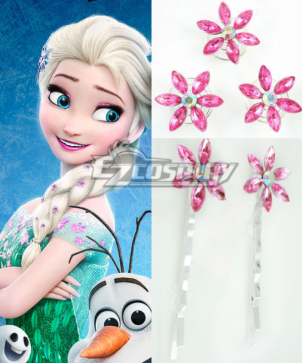 ITL Manufacturing 2015 Short Disney Film Frozen Fever Elsa Queen Birthday Party Cosplay Hairpin with 5 Pcs