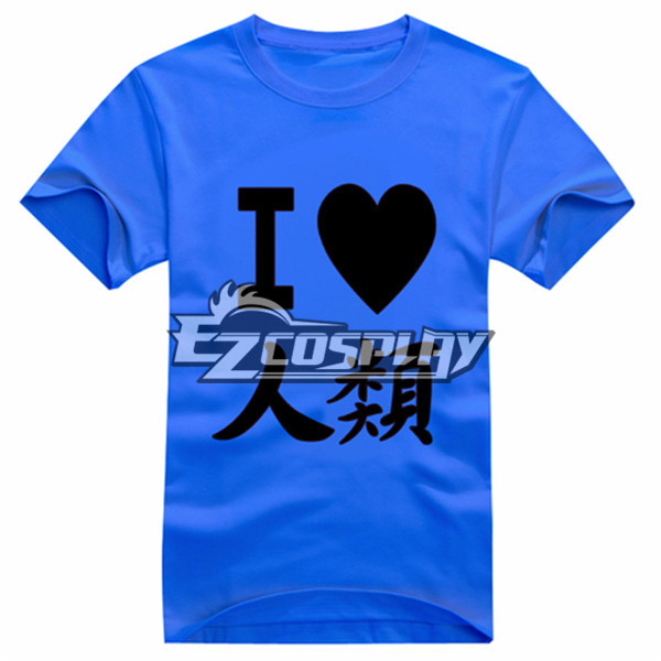 ITL Manufacturing No Game No Life Anime Sora T-shirt Short Blue Sleeve Cosplay Costume