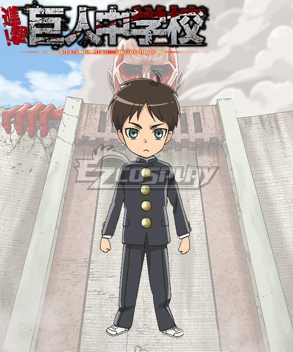 ITL Manufacturing Shingeki! Kyojin Chuugakkou Attack On Titan: Junior High Yeager Eren Cosplay Costume