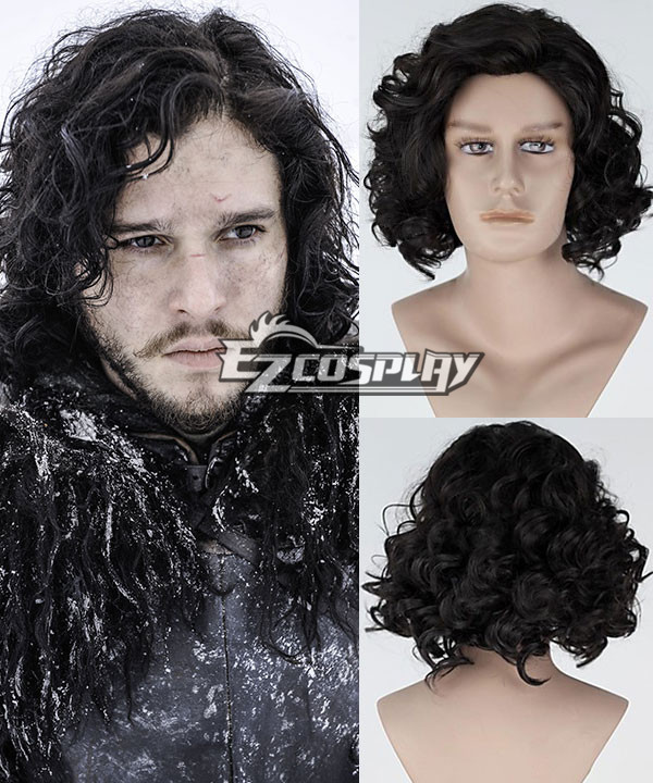 ITL Manufacturing New Movie Game of Thrones Jon Snow Short Curly Black Cosplay Wig