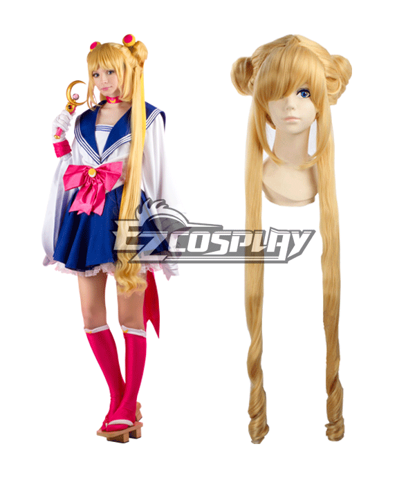 ITL Manufacturing Sailor Moon Tsukino Usagi Princess Serenity JK School Uniforms Anime Style Long Orange Cosplay Wig