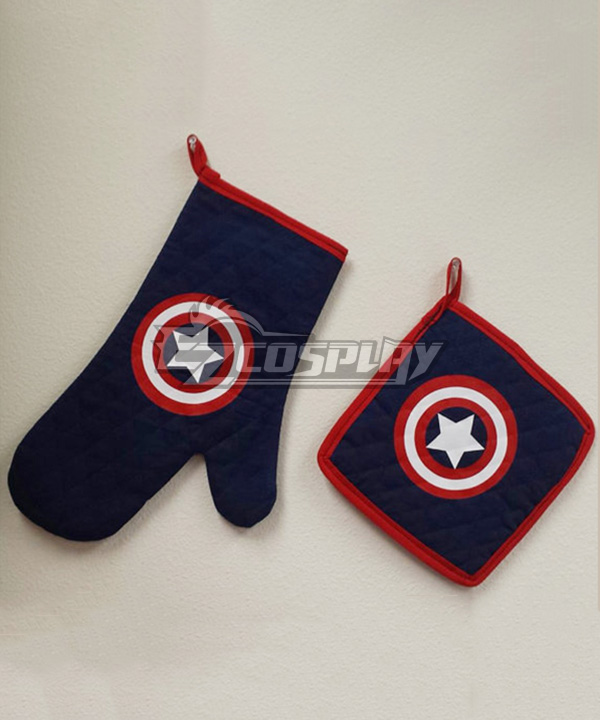 ITL Manufacturing Super Hero Captain America Full Cotton Mustache Oven Mitt (oven Glove) and Pot Holder Cooking Tools Set