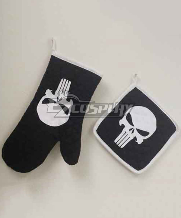 ITL Manufacturing Super Hero Punisher Full cotton Mustache Oven Mitt (oven Glove) and Pot Holder Cooking Tools Set