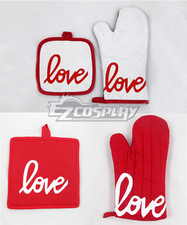 ITL Manufacturing Valentine Lover Cute Full Cotton Mustache Oven Mitt (oven Glove) and Pot Holder Cooking Tools Set