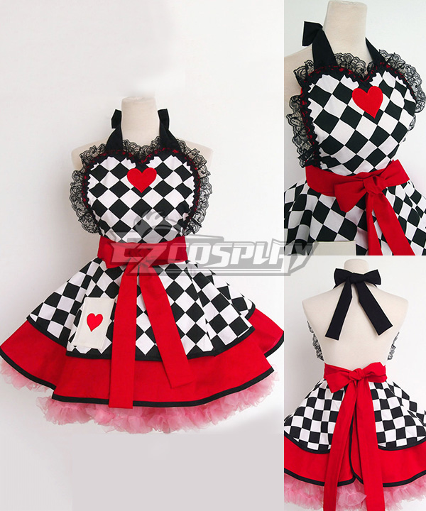 ITL Manufacturing Alice in Wonderland Queen Of Hearts Classic Flirty Lace Household Apron Cosplay