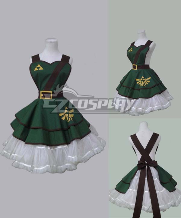 ITL Manufacturing Video Game Legend of Zelda Style Full Cotton Green Sexy Woman Cosplay Retro Apron