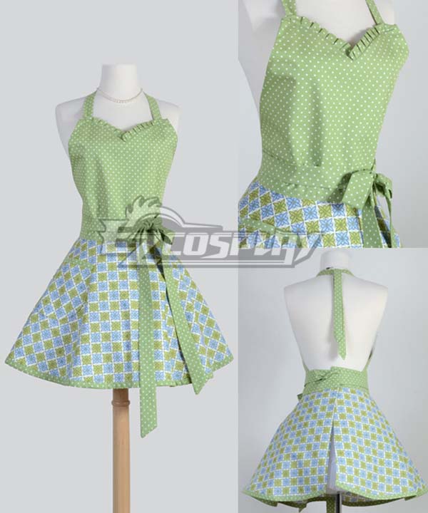 ITL Manufacturing Classic Flirty Apron Green Flower apron with White Ties personalized monogrammed sexy cute woman kitchen cool apron Cosplay