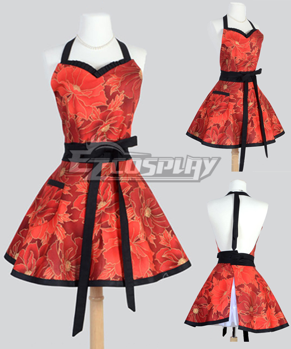 ITL Manufacturing Chinese Peony Full Cotton Customization Retro Household Apron Cosplay