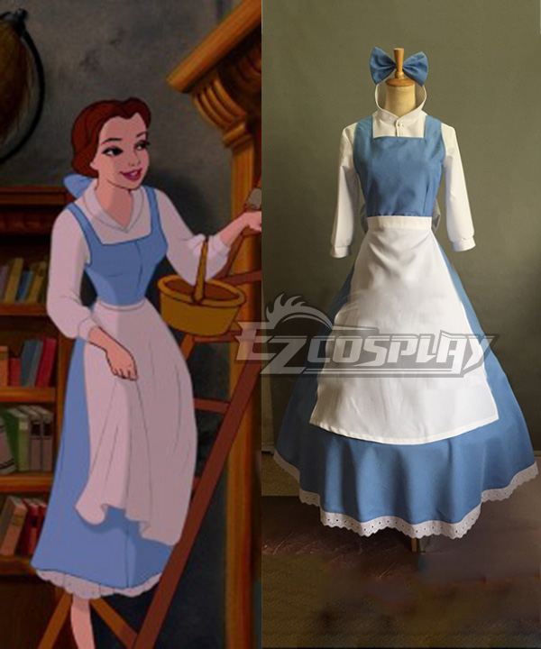 ITL Manufacturing 2015 New Beauty and the Beast Costume Adult Belle Maid Dress Women Blue Cosplay Fancy Dress