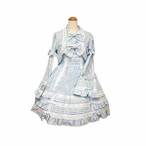 ITL Manufacturing Blue Cute 2-Piece Dress Long-sleeved Dress Lolita Cosplay Costume ELT0022