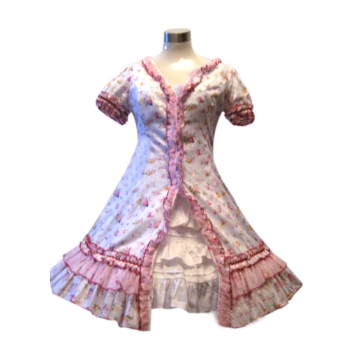 ITL Manufacturing Garden Style Pink Broken Flower Dress Lolita Cosplay Costume ELT0027