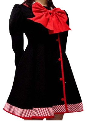 ITL Manufacturing Black Red Long Sleeves Dress School Uniform Cosplay Costume