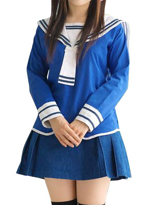 ITL Manufacturing Blue Long Sleeves School Uniform Cosplay Costume