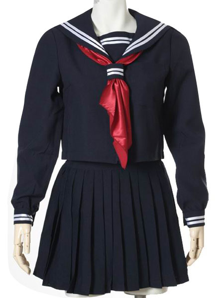 ITL Manufacturing Deep Blue Long Sleeves Sailor Uniform Cosplay Costume