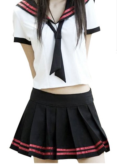 ITL Manufacturing High waisted Short Sleeves Cute School Uniform Cosplay Costume