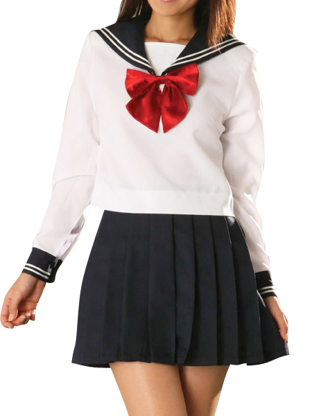 ITL Manufacturing Red Bowknot Long Sleeves Sailor Uniform Cosplay Costume