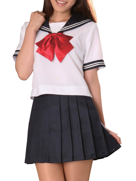 ITL Manufacturing Red Bowknot Short Sleeves Sailor Uniform Cosplay Costume