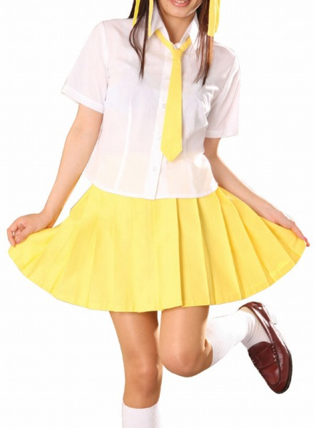 ITL Manufacturing Short Sleeves Yellow Skirt School Uniform Cosplay Costume
