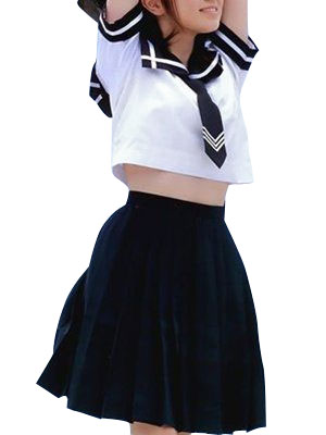 ITL Manufacturing High waisted Deep Blue Short Sleeves  Cute School Uniform Cosplay Costume