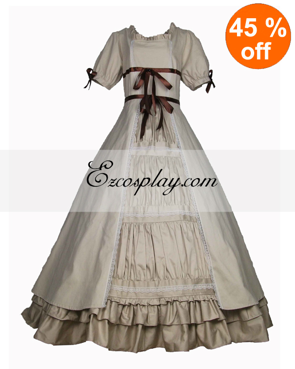 ITL Manufacturing Cutton Off-white Short Sleeve Gothic Lolita Dress