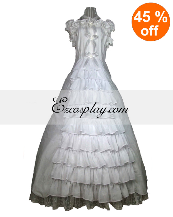 ITL Manufacturing Cutton White Lace Sleeveless Gothic Lolita Dress