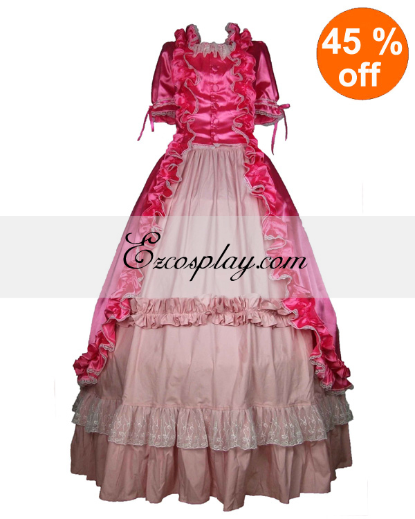 ITL Manufacturing Satin Pink Short Sleeve Gothic Lolita Dress