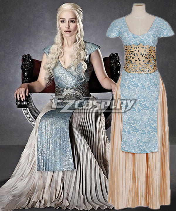 ITL Manufacturing Game Of Thrones Daenerys Targaryen Light Blue And Grey Dress Cosplay Costume