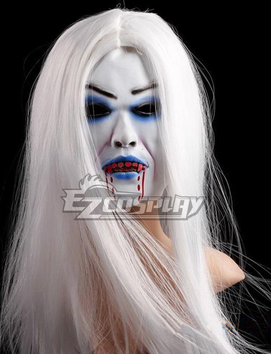 ITL Manufacturing Halloween Grey Hair Bleeding Ghost Cosplay Mask