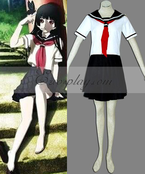 ITL Manufacturing Hell Girl Enma Ai White Uniform Cosplay Costume