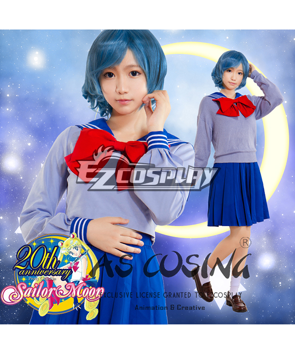ITL Manufacturing Sailor Moon Mizuno Ami Sailor Mercury Jyoshikoukousei JK School Uniforms Cosplay Costume - Deluxe Edition