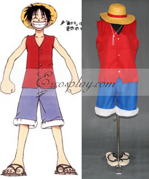 ITL Manufacturing One Piece Luffy 1st Cosplay Set + Hat + Sandals