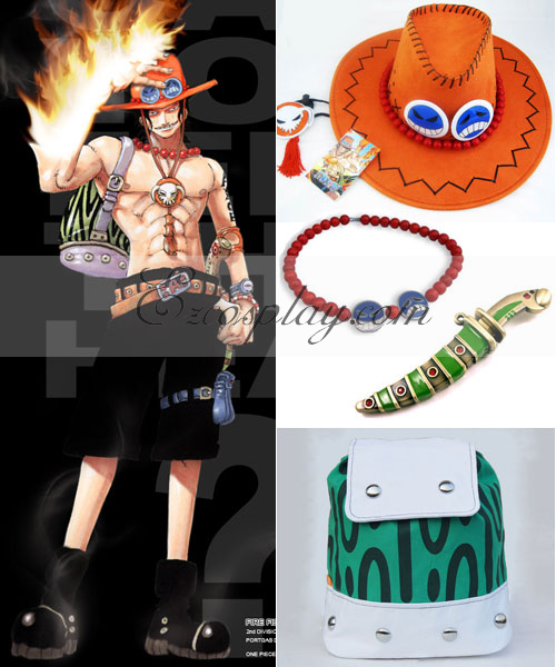 ITL Manufacturing One Piece Portgas D Ace Cosplay Bag+Knife