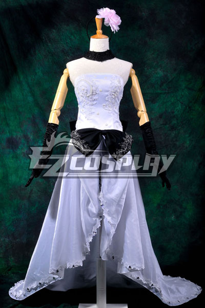 ITL Manufacturing Vocaloid Megurine Ruka White Long Dress Cosplay Costume-Y288