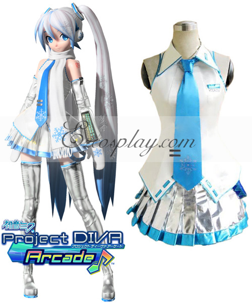 ITL Manufacturing Vocaloid Project Diva Snow Miku Cosplay Costume